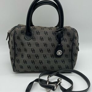 Dooney & Bourke Gray Monogram Satchel with Black Trim